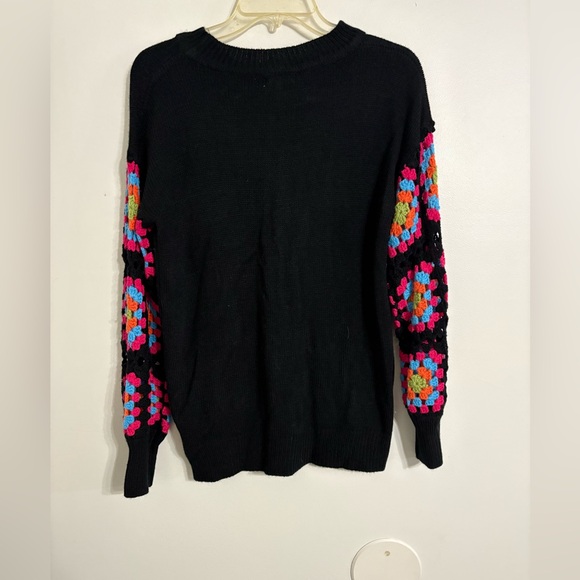 Jodifl Size Small Black oversize Sweater with crotchet sleeves - Picture 8 of 8